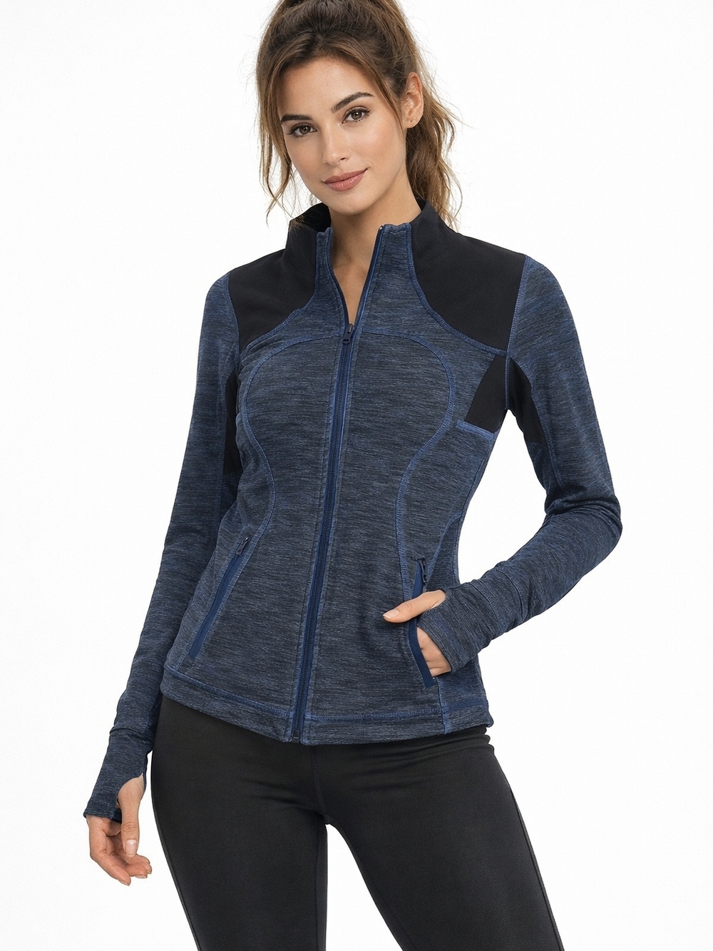 Lululemon Define Jacket Size 8 Blue Black Full Zip Athletic Yoga
